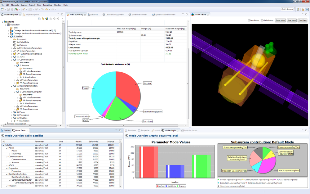 A screenshot of the Virtual Satellite software.